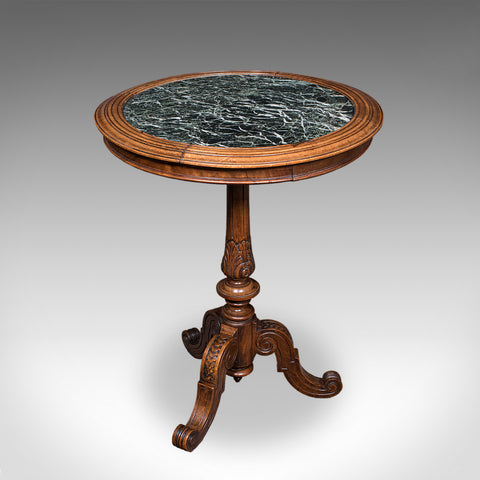 Antique Decanter Table, English, Walnut, Marble, Wine, Cocktail, High Victorian