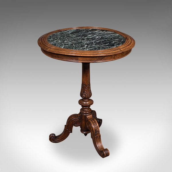 Antique Decanter Table, English, Walnut, Marble, Wine, Cocktail, High Victorian