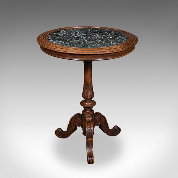 Antique Decanter Table, English, Walnut, Marble, Wine, Cocktail, High Victorian