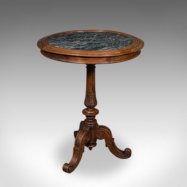Antique Decanter Table, English, Walnut, Marble, Wine, Cocktail, High Victorian