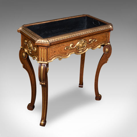 Antique Jardiniere Table, French, Walnut, Planter Stand, Decanter Caddy, Regency