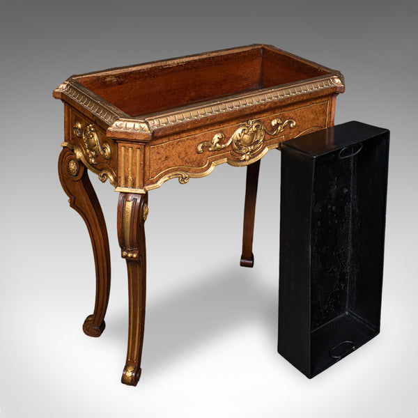 Antique Jardiniere Table, French, Walnut, Planter Stand, Decanter Caddy, Regency