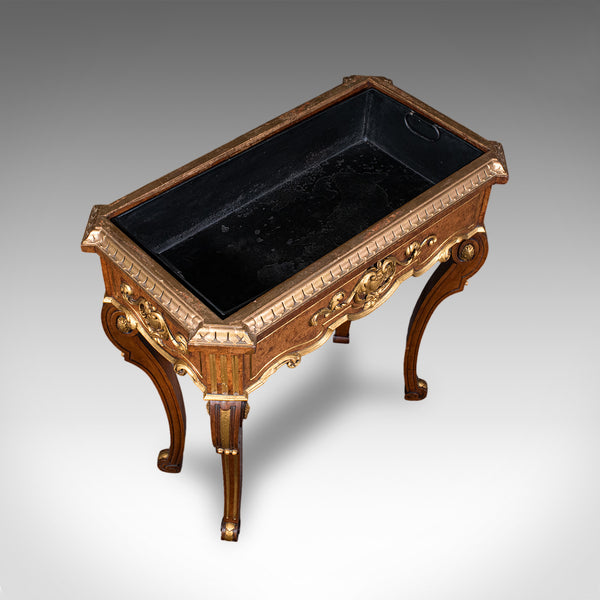 Antique Jardiniere Table, French, Walnut, Planter Stand, Decanter Caddy, Regency