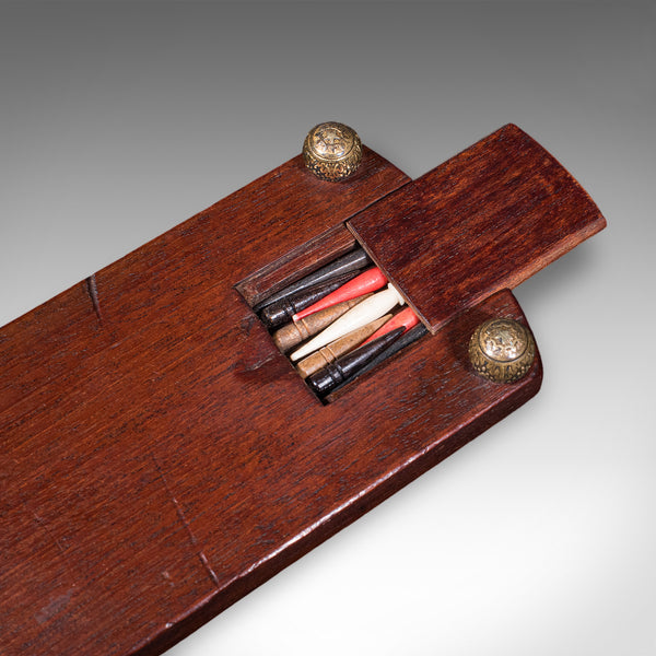 Antique Cribbage Board, English, Inlaid Game Scoreboard, Peg Storage, Edwardian