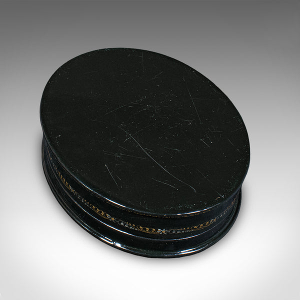 Vintage Oval Keepsake Box, Russian, Lacquered Trinket Case, St George, Art Deco