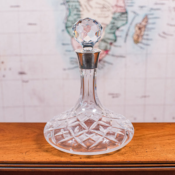 Vintage Full Bodied Wine Decanter, English, Cut Glass, Hallmarked Silver, Rioja