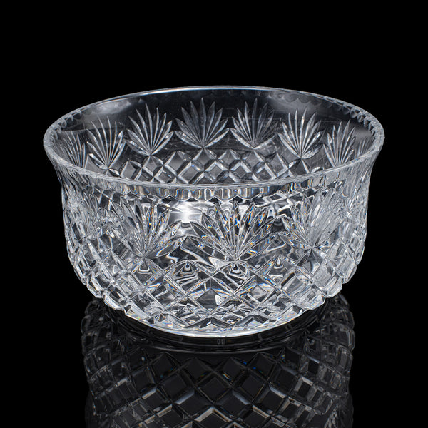 Vintage Punch Bowl, English, Crystal Glass, Serving, Fruit Dish, Mid Century