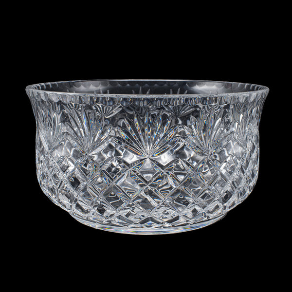 Vintage Punch Bowl, English, Crystal Glass, Serving, Fruit Dish, Mid Century
