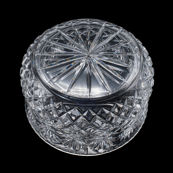 Vintage Punch Bowl, English, Crystal Glass, Serving, Fruit Dish, Mid Century
