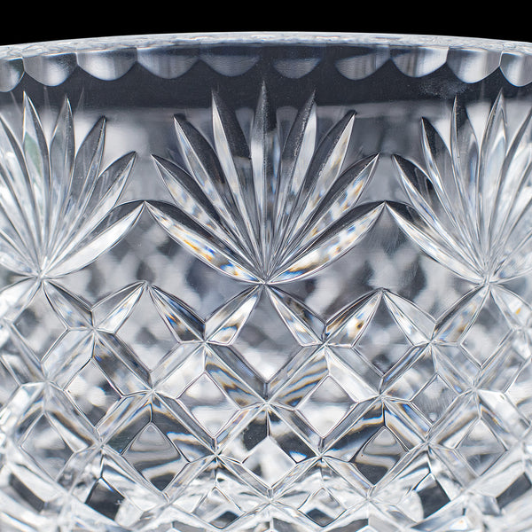 Vintage Punch Bowl, English, Crystal Glass, Serving, Fruit Dish, Mid Century