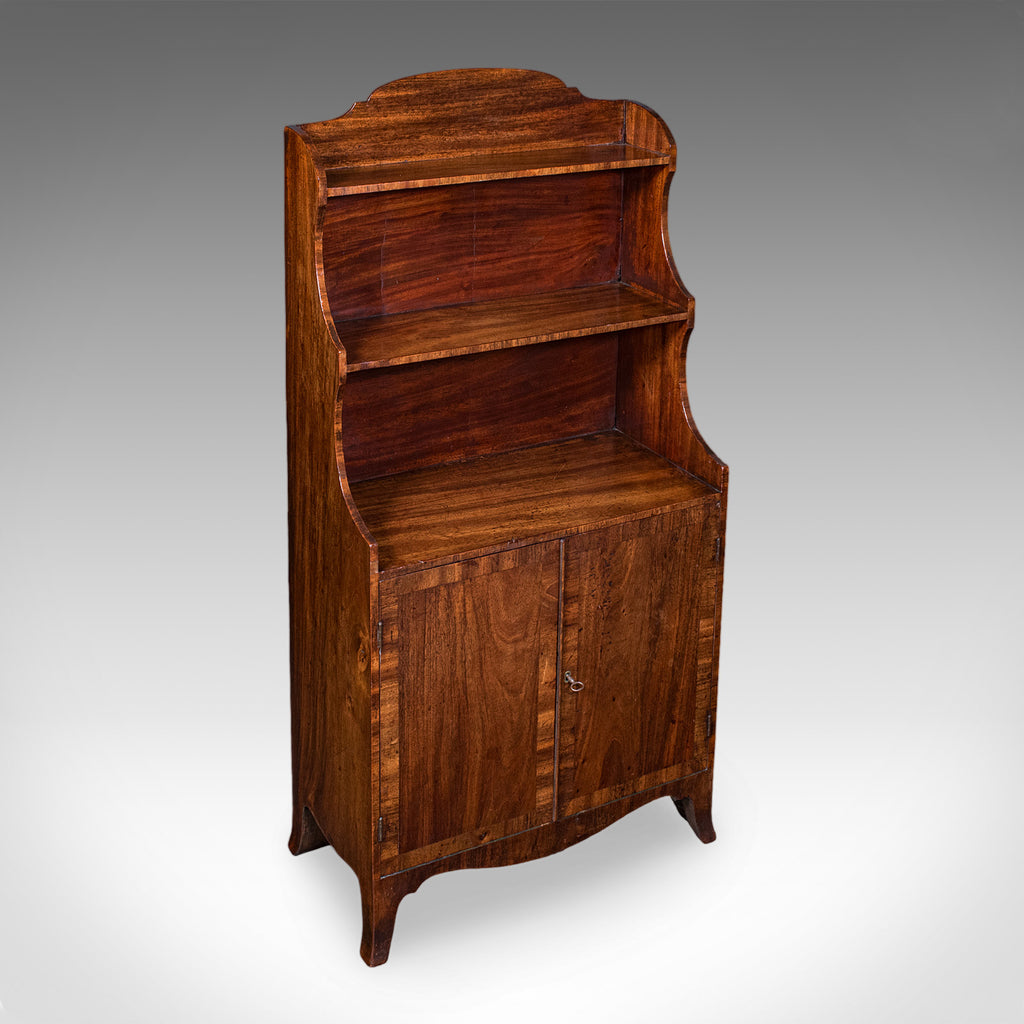Antique Waterfall Bookcase, English, Petite Chiffonier, Cupboard, Georgian, 1800
