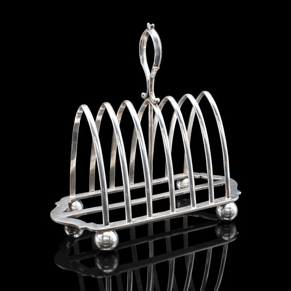Antique Toast Rack, English, Silver Plated, Breakfast Table Stand, Edwardian