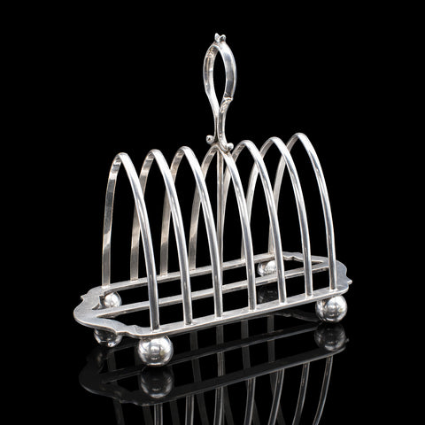 Antique Toast Rack, English, Silver Plated, Breakfast Table Stand, Edwardian