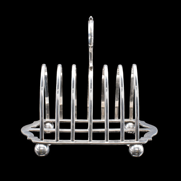 Antique Toast Rack, English, Silver Plated, Breakfast Table Stand, Edwardian