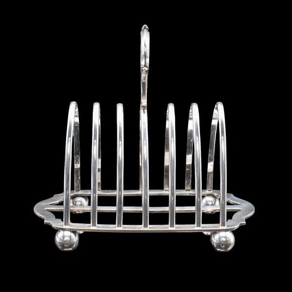 Antique Toast Rack, English, Silver Plated, Breakfast Table Stand, Edwardian