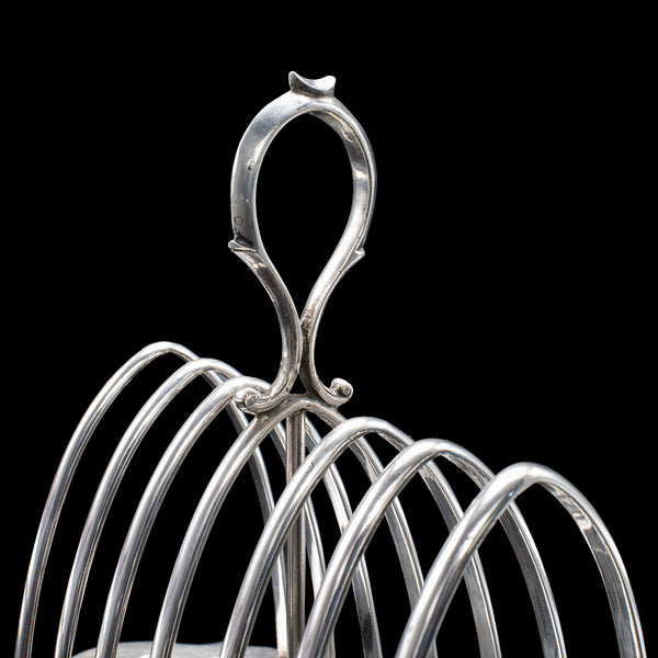 Antique Toast Rack, English, Silver Plated, Breakfast Table Stand, Edwardian
