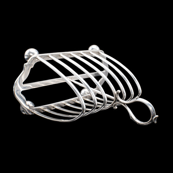 Antique Toast Rack, English, Silver Plated, Breakfast Table Stand, Edwardian