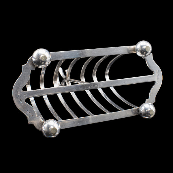 Antique Toast Rack, English, Silver Plated, Breakfast Table Stand, Edwardian
