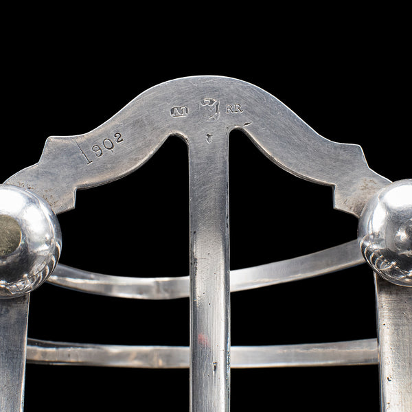 Antique Toast Rack, English, Silver Plated, Breakfast Table Stand, Edwardian