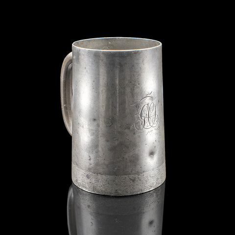 Antique Tavern Pint Tankard, English, Pewter Drinking Jug, Glass Base, Victorian