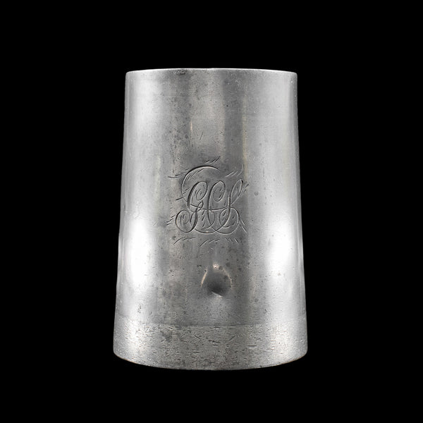 Antique Tavern Pint Tankard, English, Pewter Drinking Jug, Glass Base, Victorian