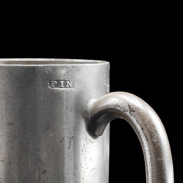 Antique Tavern Pint Tankard, English, Pewter Drinking Jug, Glass Base, Victorian