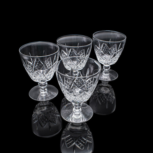 Set of 4 Vintage Gin & Tonic Glasses, English, Crystal Goblet, Claret, C.1930