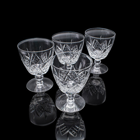 Set of 4 Vintage Gin & Tonic Glasses, English, Crystal Goblet, Claret, C.1930