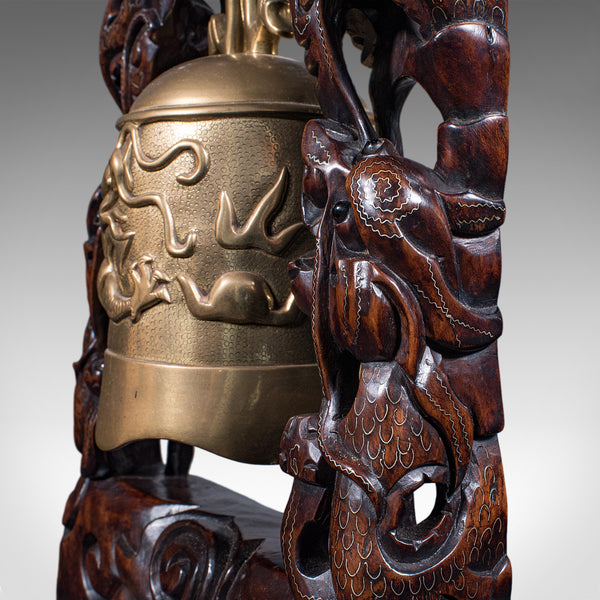 Vintage Tea Gong, Oriental, Bronze Dinner Bell, Prayer, Dragon Motif, Art Deco