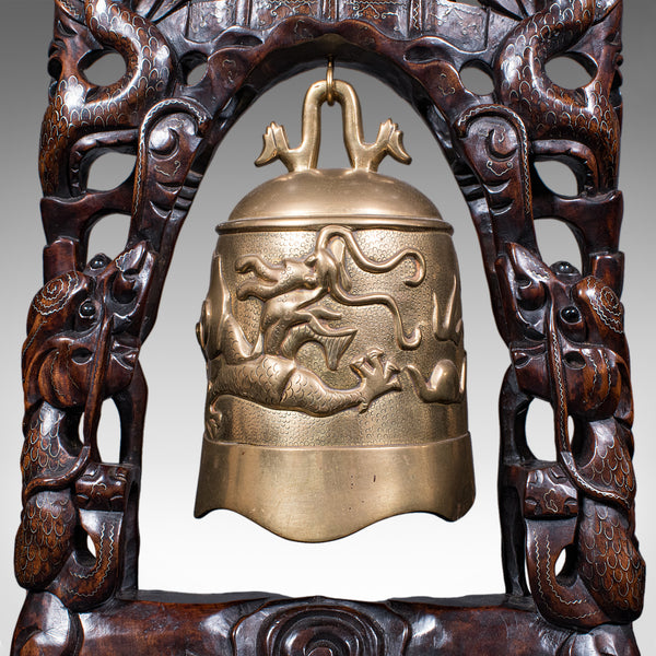 Vintage Tea Gong, Oriental, Bronze Dinner Bell, Prayer, Dragon Motif, Art Deco