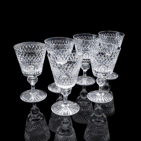 Set of 6 Vintage Claret Glasses, Swedish, Crystal Wine Goblet, Afors Centenary