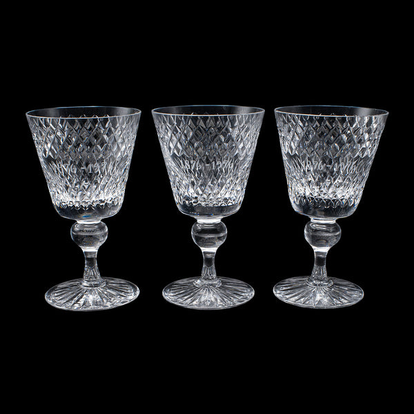 Set of 6 Vintage Claret Glasses, Swedish, Crystal Wine Goblet, Afors Centenary