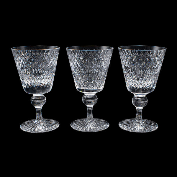 Set of 6 Vintage Claret Glasses, Swedish, Crystal Wine Goblet, Afors Centenary
