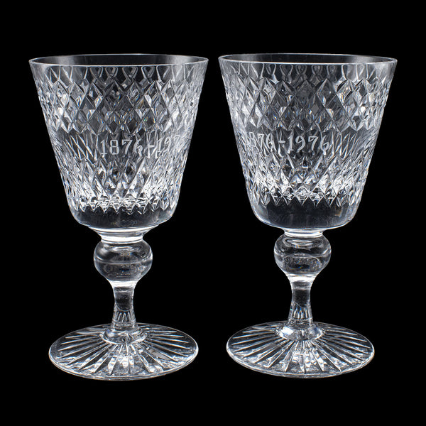 Set of 6 Vintage Claret Glasses, Swedish, Crystal Wine Goblet, Afors Centenary