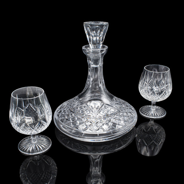 Vintage Ships Decanter & Glass Duo, English, Crystal Glass, Brandy, Rum, Whiskey