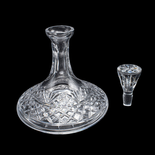 Vintage Ships Decanter & Glass Duo, English, Crystal Glass, Brandy, Rum, Whiskey