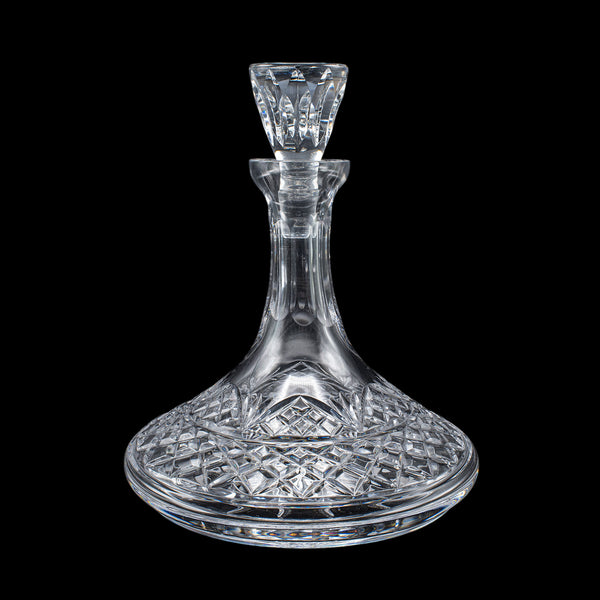 Vintage Ships Decanter & Glass Duo, English, Crystal Glass, Brandy, Rum, Whiskey