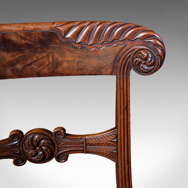 Pair of Antique Hall Chairs, English, Reception Seat, Morning Room, William IV