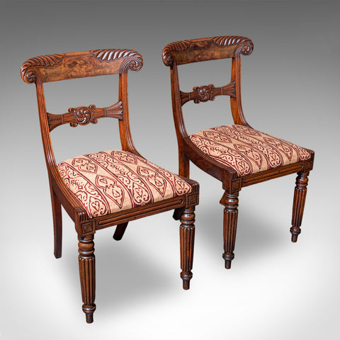 Pair of Antique Hall Chairs, English, Reception Seat, Morning Room, William IV