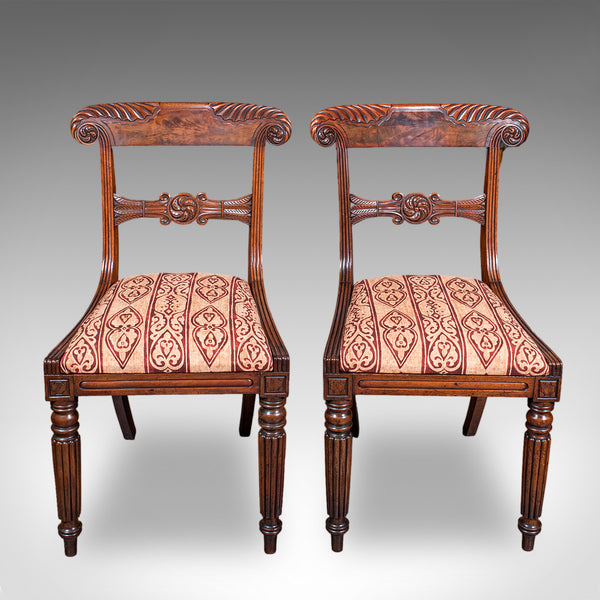 Pair of Antique Hall Chairs, English, Reception Seat, Morning Room, William IV