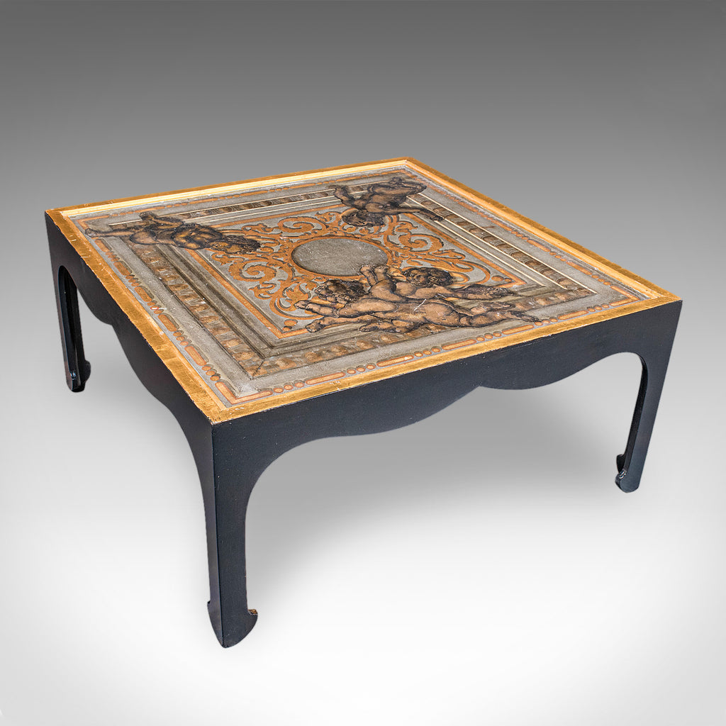 Vintage Chinoiserie Coffee Table, Italian, Ebonised, Gilt, Neoclassical, Accent