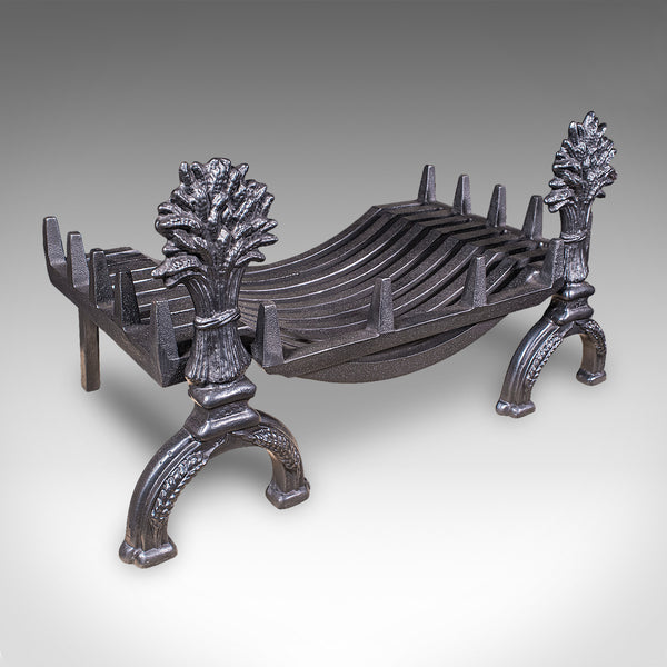 Antique Country House Fireplace Set, English, Fire Basket, Andirons, Victorian