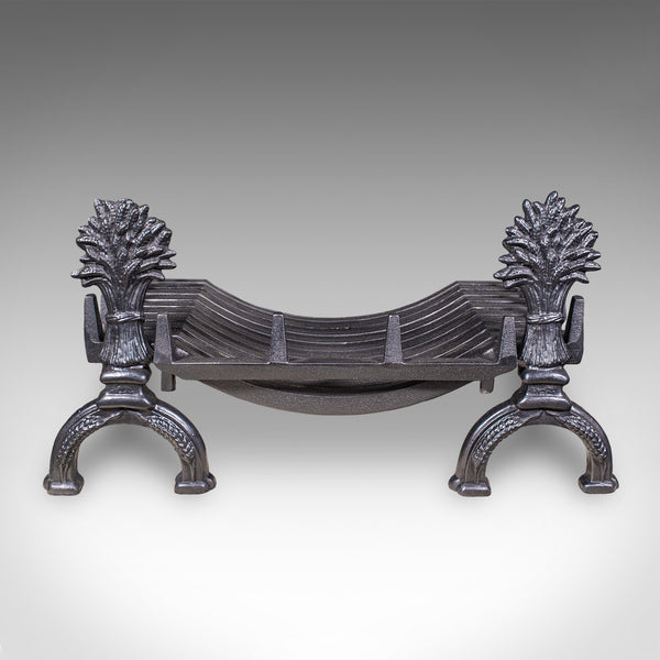 Antique Country House Fireplace Set, English, Fire Basket, Andirons, Victorian