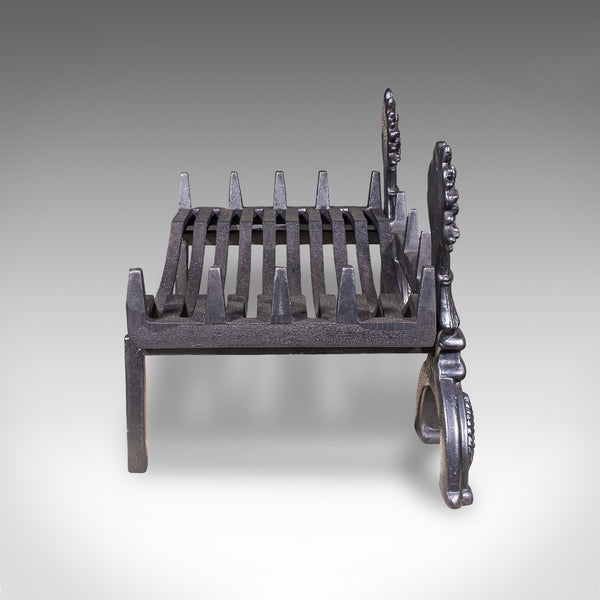 Antique Country House Fireplace Set, English, Fire Basket, Andirons, Victorian