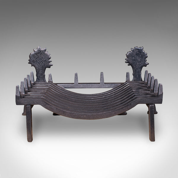 Antique Country House Fireplace Set, English, Fire Basket, Andirons, Victorian