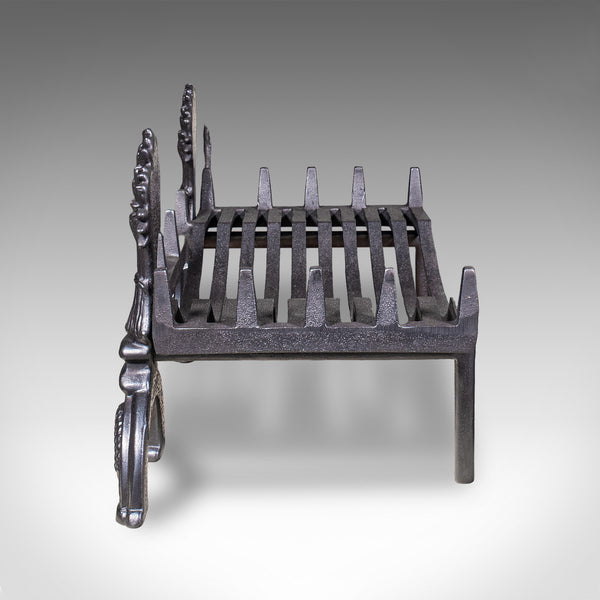Antique Country House Fireplace Set, English, Fire Basket, Andirons, Victorian
