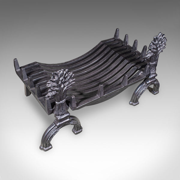 Antique Country House Fireplace Set, English, Fire Basket, Andirons, Victorian