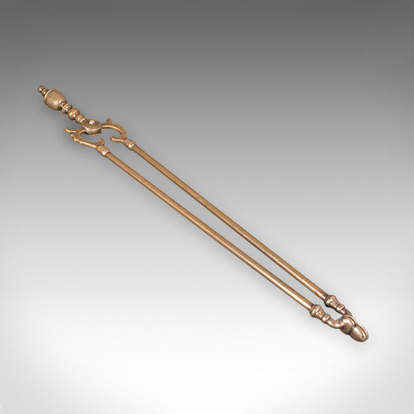 Antique Fireside Companion Set, English, Brass, Fire Tools, High Victorian, 1870