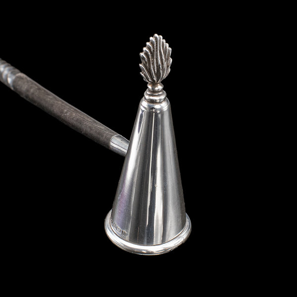 Pair of Vintage Candlesticks, English, Silver Plate, Snuffer Tool, Mid Century