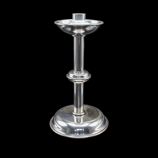 Pair of Vintage Candlesticks, English, Silver Plate, Snuffer Tool, Mid Century